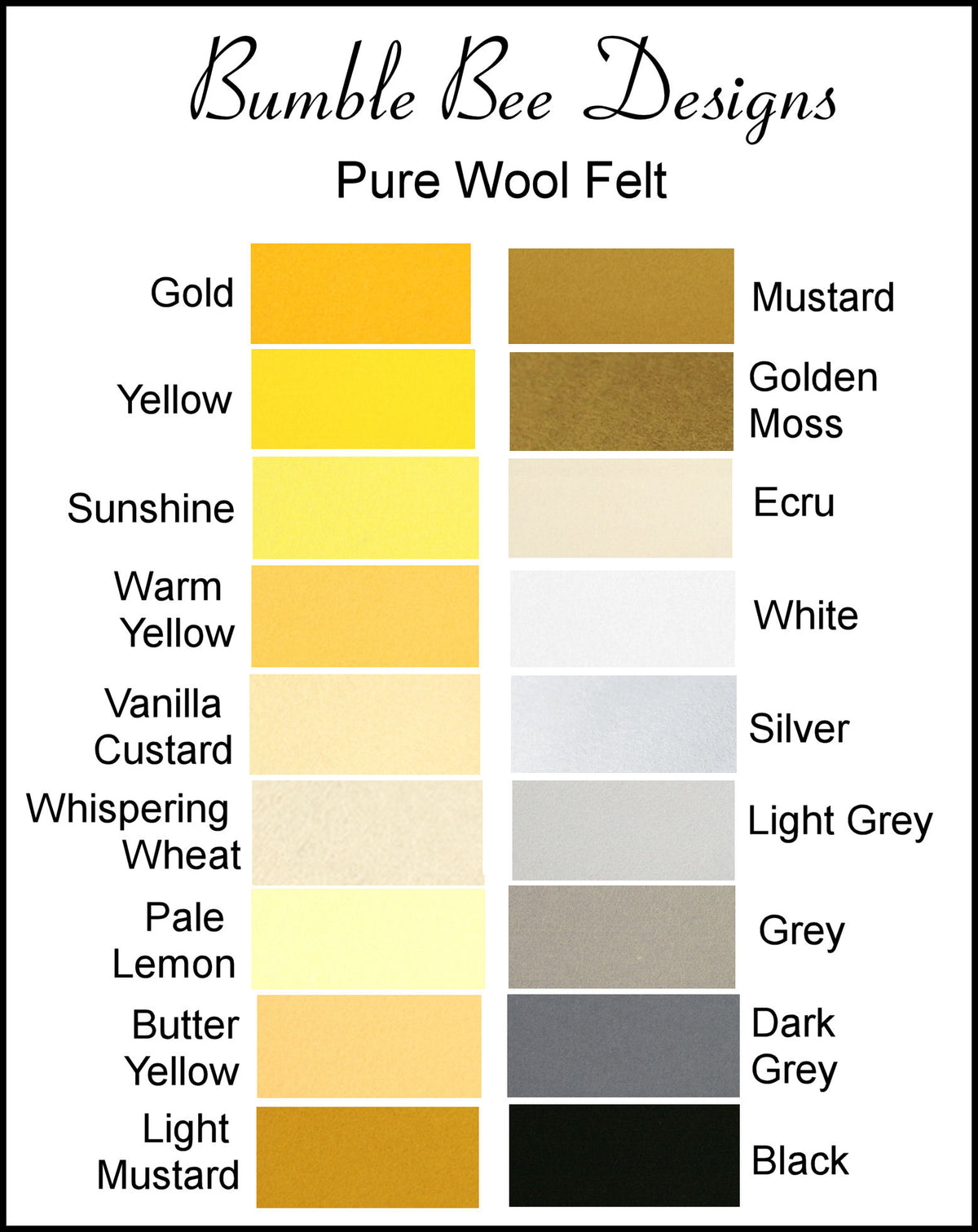 Pure Wool Felt Sheets - Yellow and Neutral Shades - 15x24cm, 30x20cm, 30x25cm