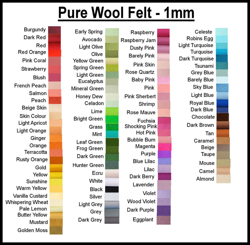 pure wool felt - choose your own colours - 25cm x 90cm - merino wool - felt supplies