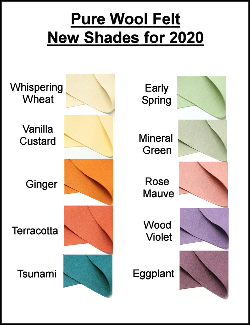 pure wool felt - new shades for 2020 - australian merino wool - choose your own color - 1 square