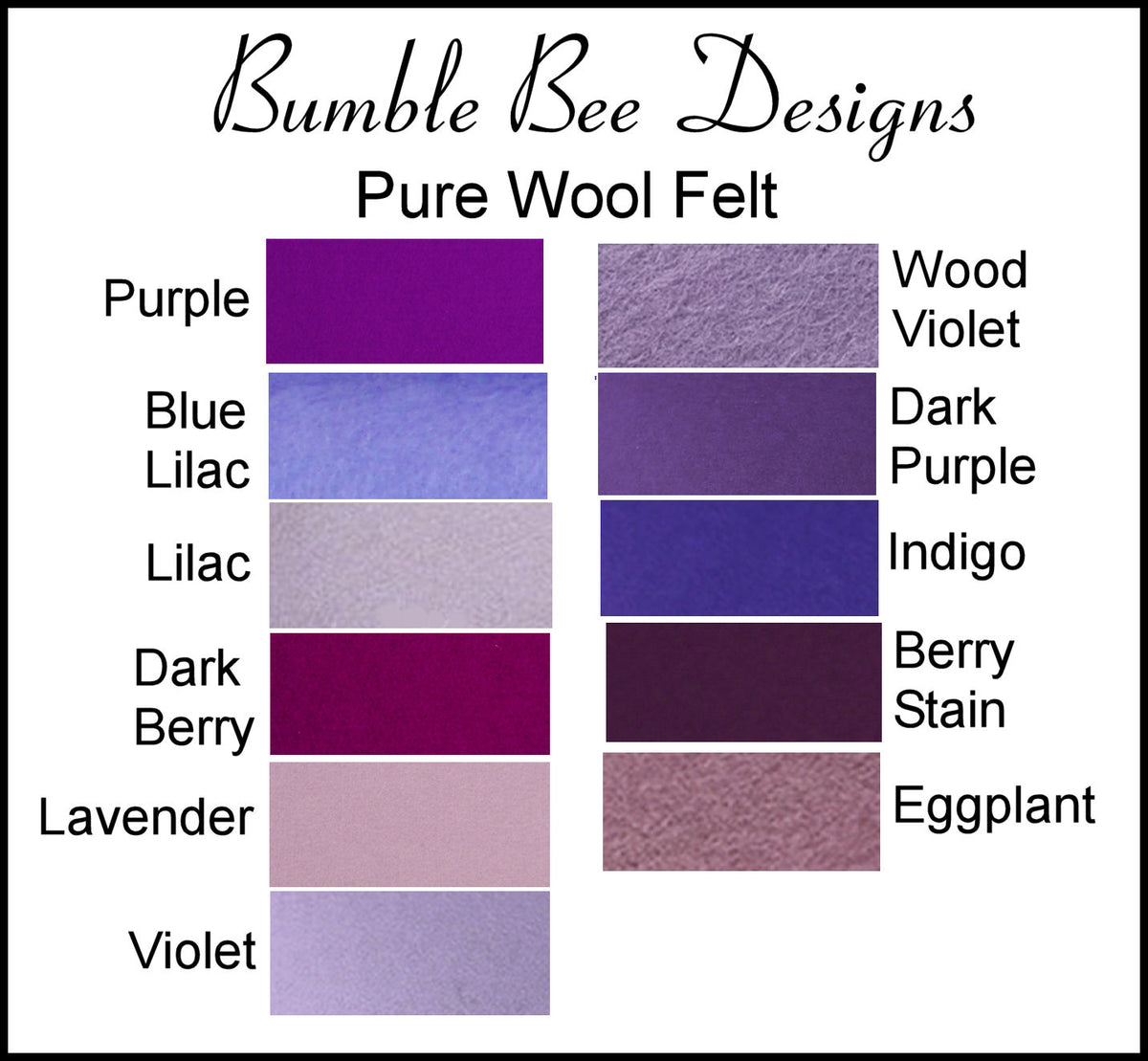 Pure Wool Felt Sheets - Purple Shades - 15x24cm, 30x20cm, 30x25cm