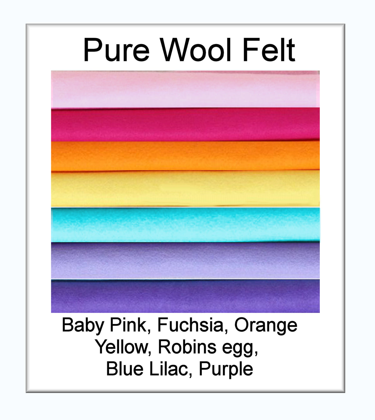 Pure Wool Felt - Bright Rainbow - 7 squares