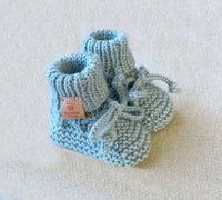 Hand Knitted Bonnet & Booties, Duck Egg Blue, Sizes 0-12 months