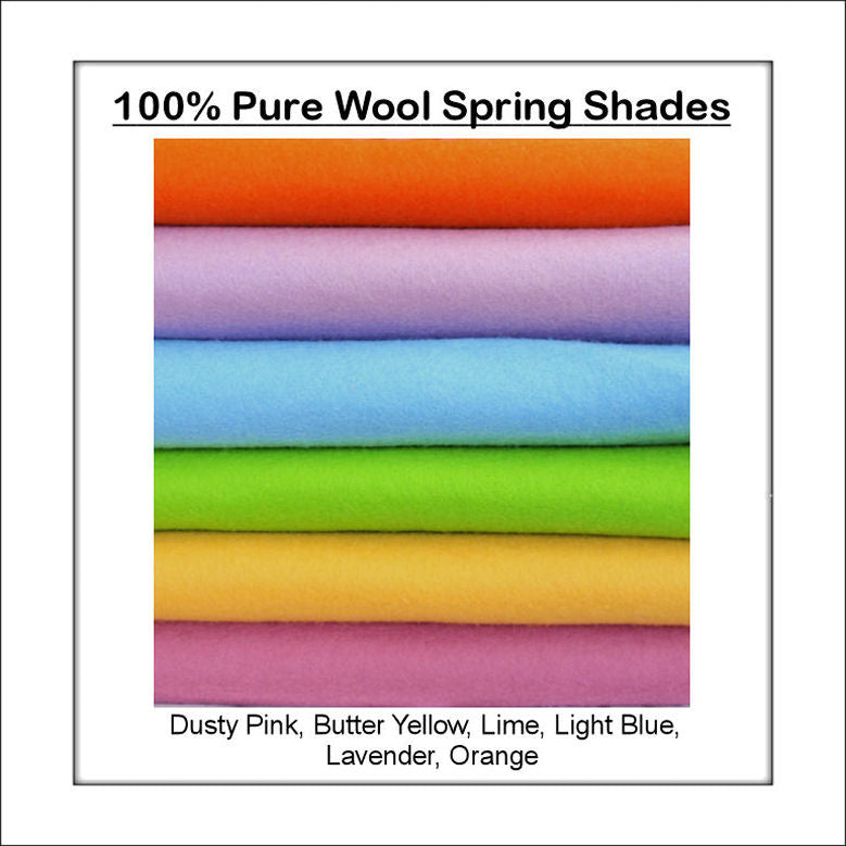 100% Pure Wool Felt - Spring Shades - 6 squares
