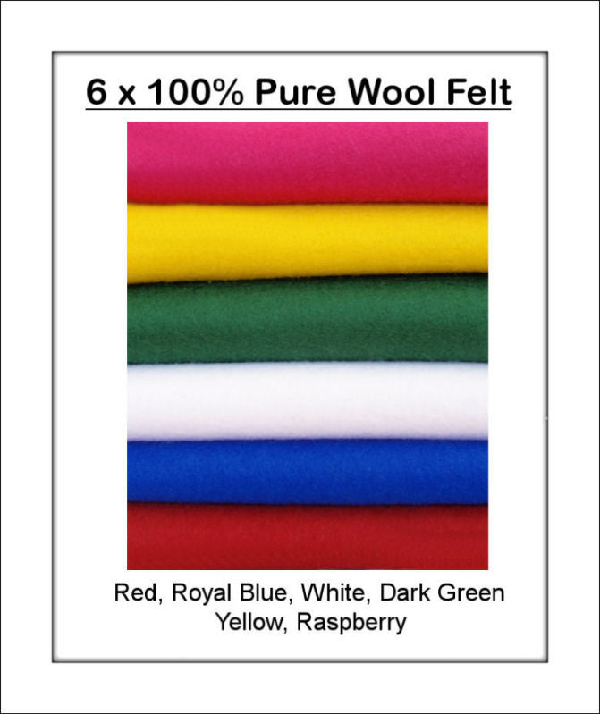 100% Pure Wool Felt - Winter Shades -6 squares