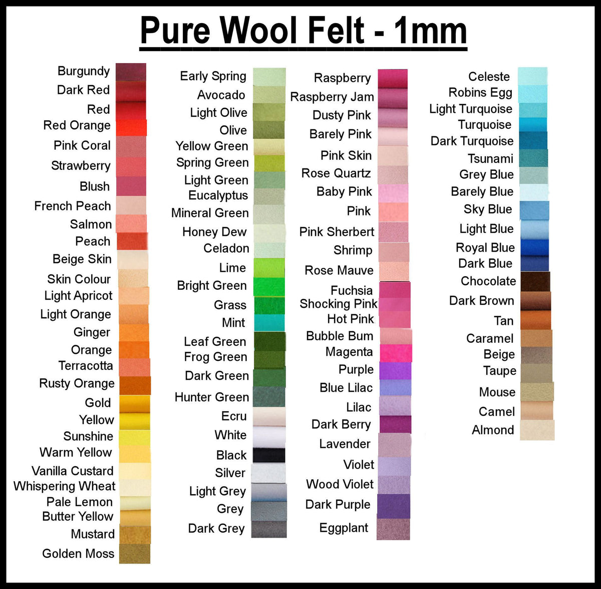 pure wool felt - choose your own colours - 25cm x 90cm - merino wool - felt supplies
