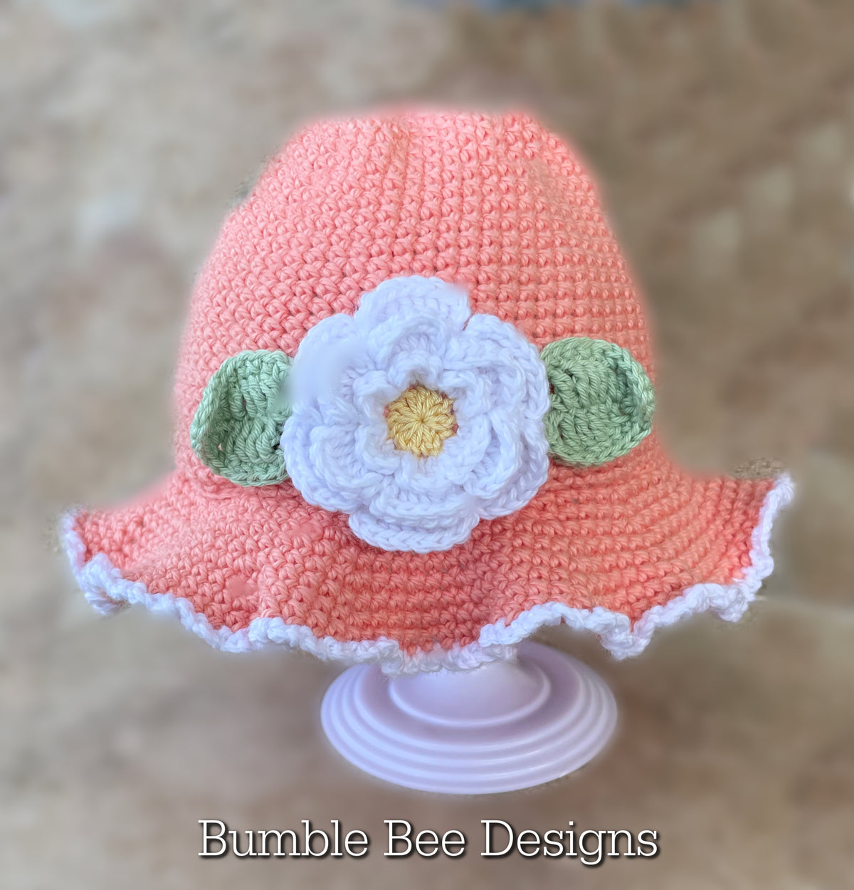 Baby Sunhat - Cotton Baby Girl Bonnet - Flower Hat - Crochet Summer Brimmed