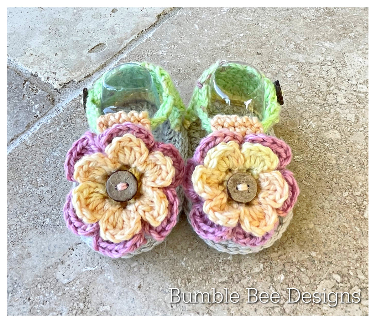 Crochet Flower baby sandals, gladiator sandals, Flip flops, Cotton booties