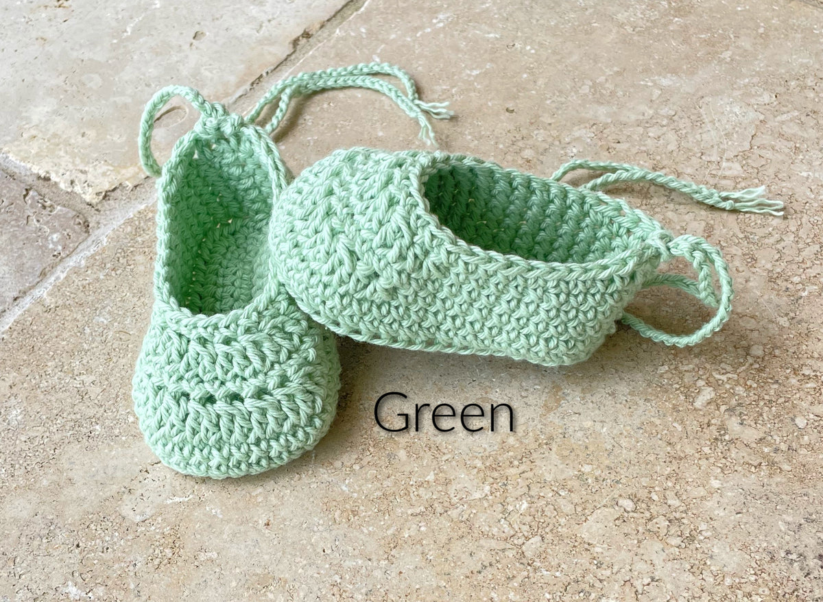 Ballerina Baby Shoes - Crochet Baby Ballerina Booties - Pure Cotton Booties