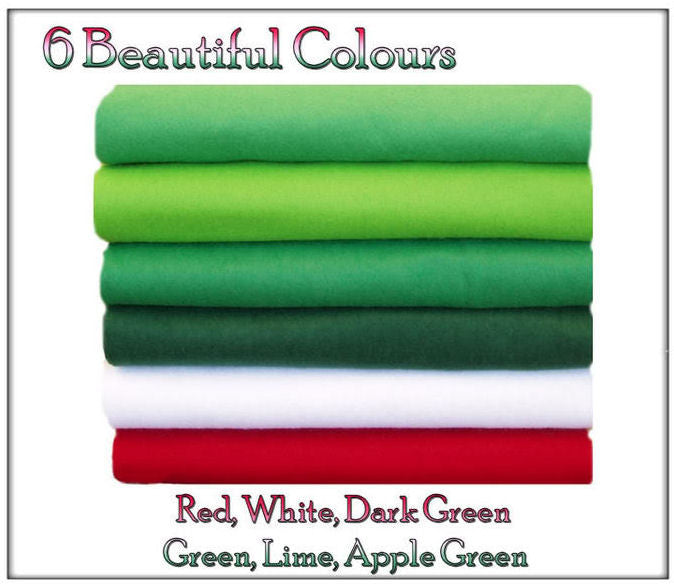 felt chemical free - 12 squares - green & red shades