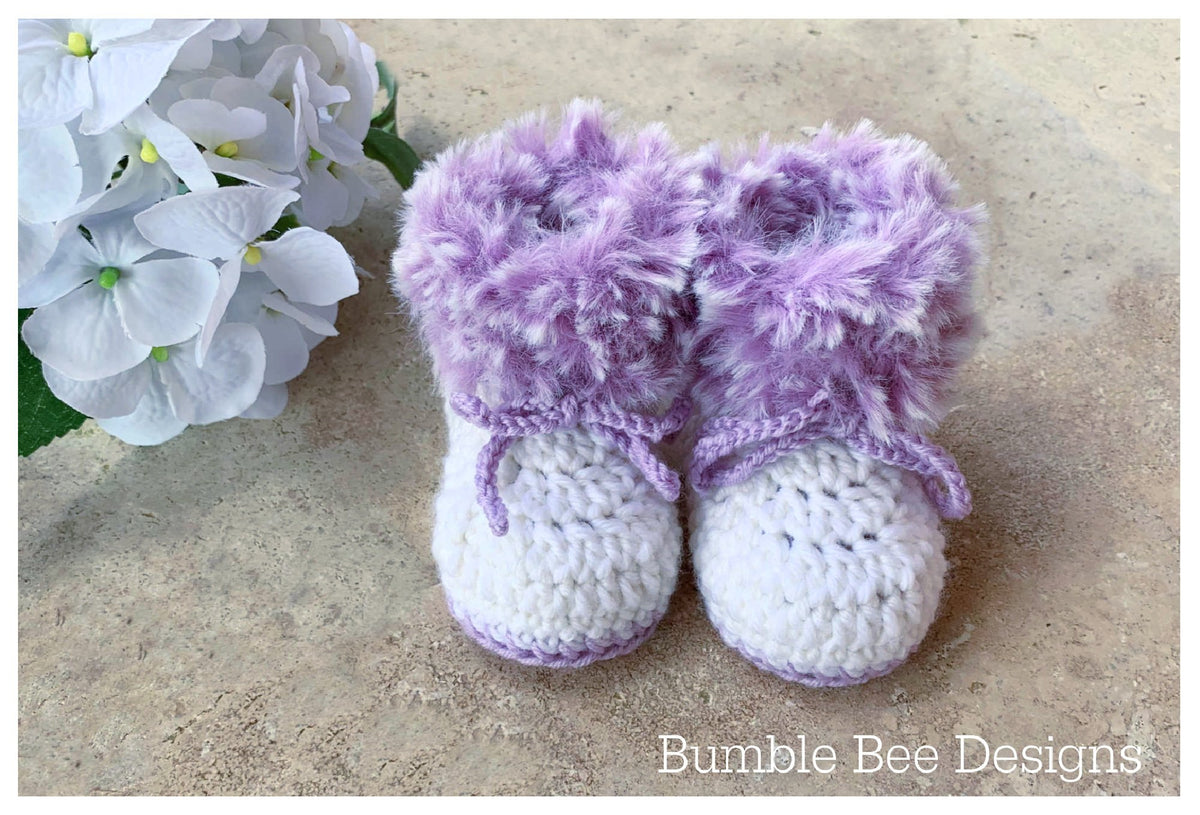 fur crochet baby booties, lavender/lilac fur booties, fur shoes, knitted boots, baby shower, faux fur, softest australian wool, slippers, 0-6 months