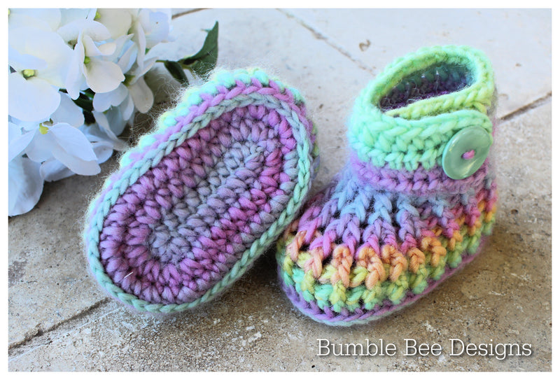 Crochet Rainbow Baby Booties, Rainbow Crib Shoes, 0-6 month