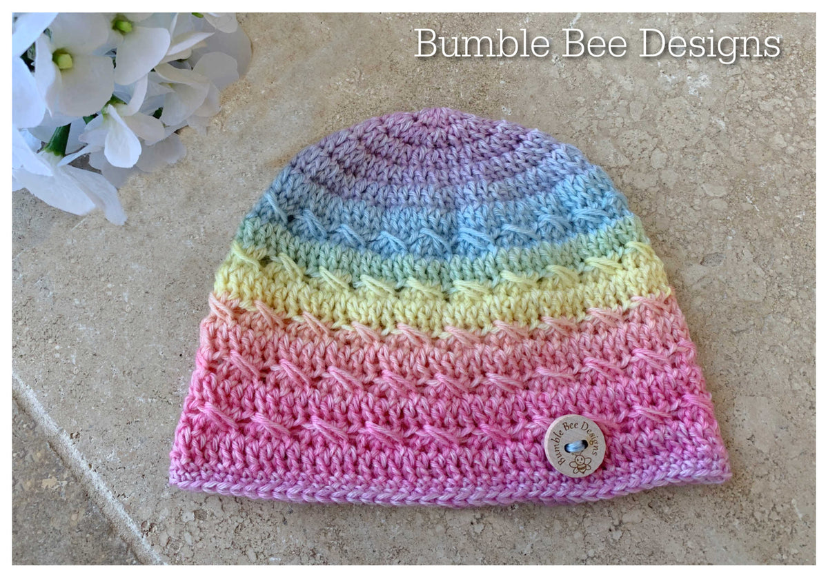 baby beanie - baby hat - rainbow baby booties - crochet baby booties & hat - crochet hat - crocodile stitch baby booties - pastel rainbow