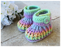 Crochet Rainbow Baby Booties, Rainbow Crib Shoes, 0-6 month