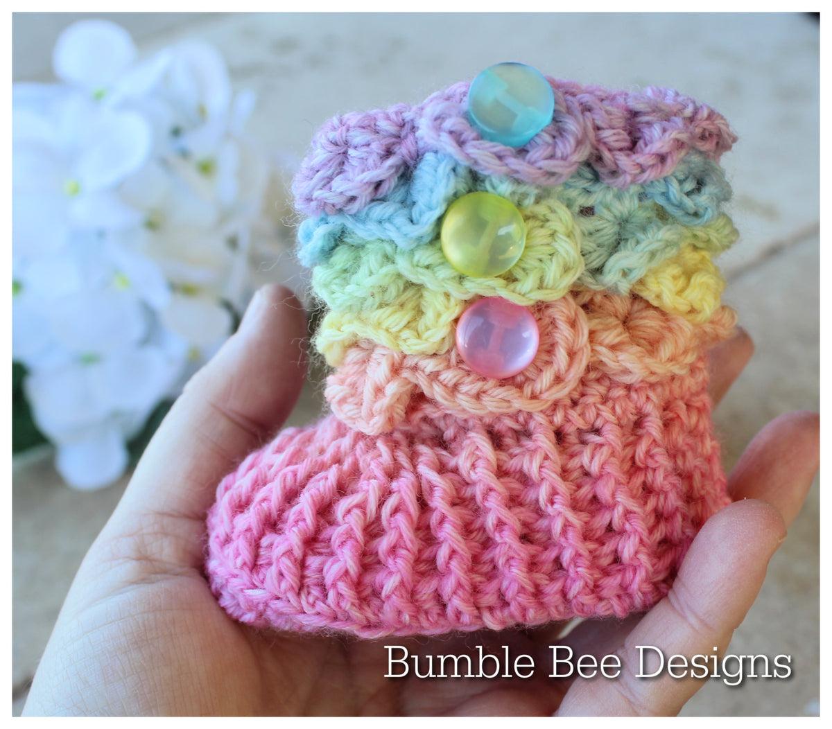 baby beanie - baby hat - rainbow baby booties - crochet baby booties & hat - crochet hat - crocodile stitch baby booties - pastel rainbow