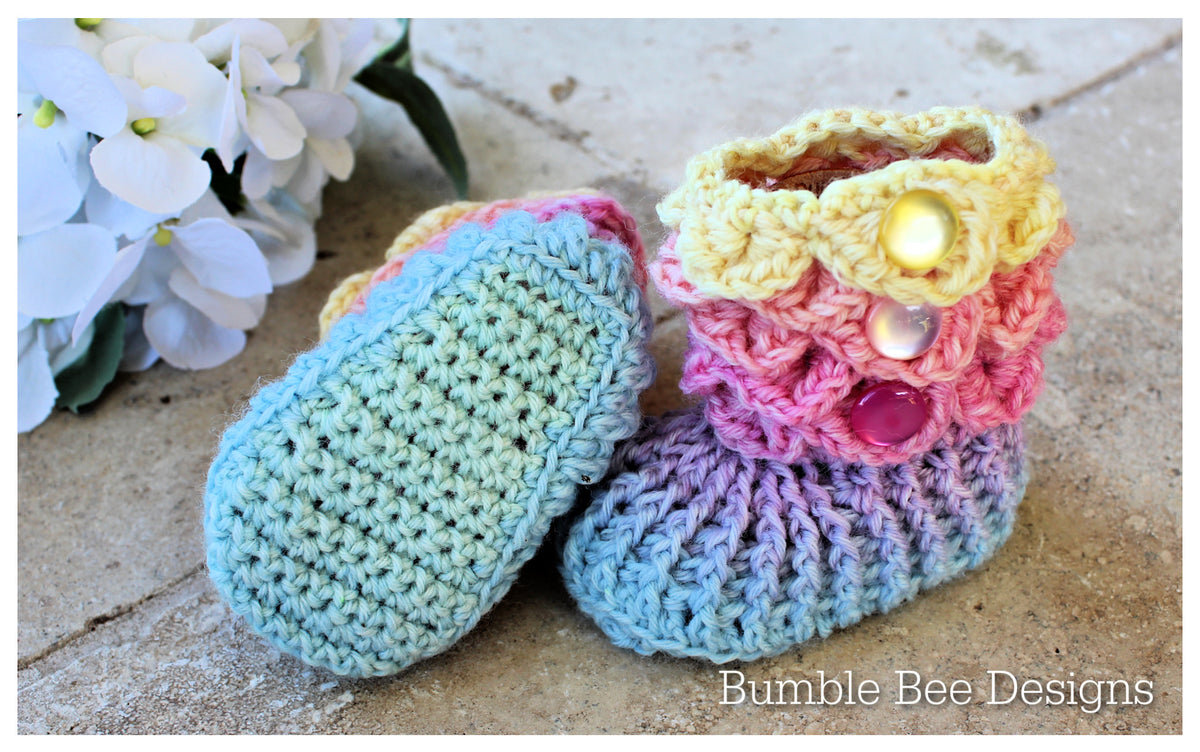 baby set - baby beanie - baby hat - rainbow baby booties - crochet baby booties & hat - crochet hat - crocodile stitch baby booties - pastel rainbow