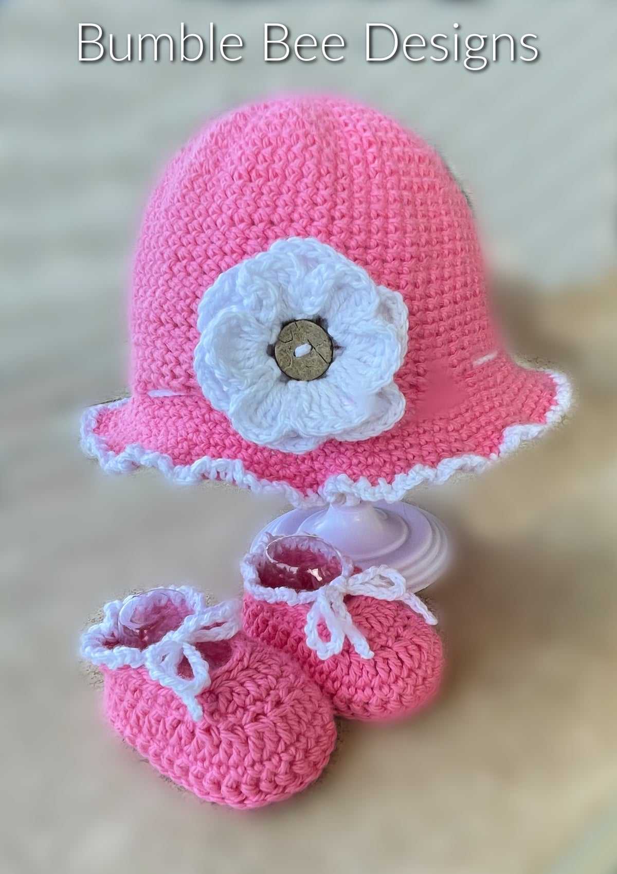 Baby Sunhat - Cotton Baby Girl Bonnet - Flower Hat - Cotton baby booties