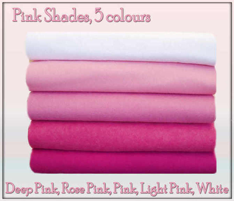 felt chemical free - 10 squares - pink shades