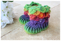 crocodile stitch baby booties that stay on, rainbow booties, baby slippers, new baby gift, 0-6 months