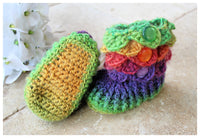 crocodile stitch baby booties that stay on, rainbow booties, baby slippers, new baby gift, 0-6 months