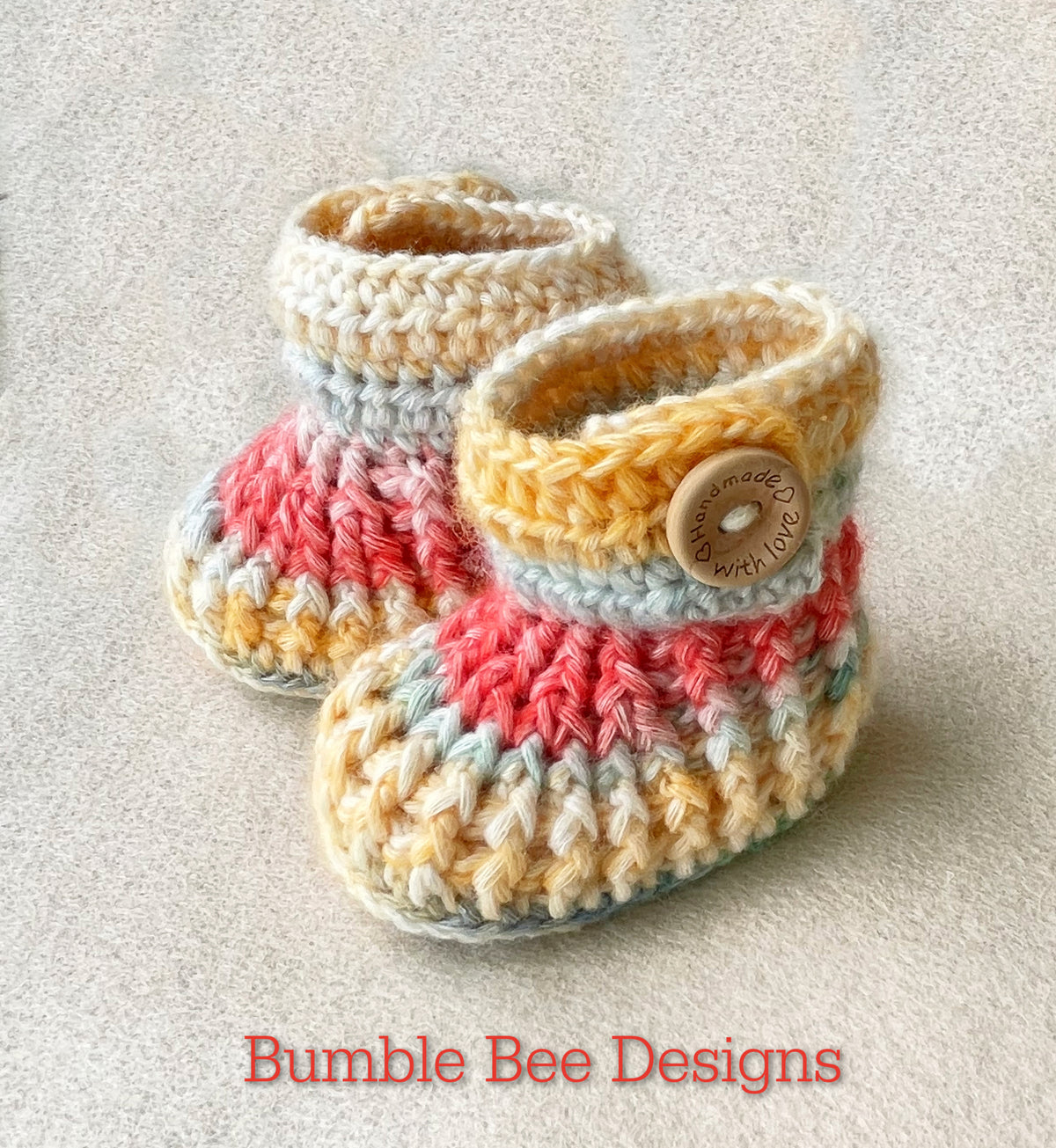 Crochet Baby Booties, Size 0-6 months