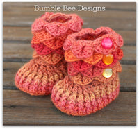 baby beanie - baby hat - baby booties - baby set in rainbow orange, peach & apricot